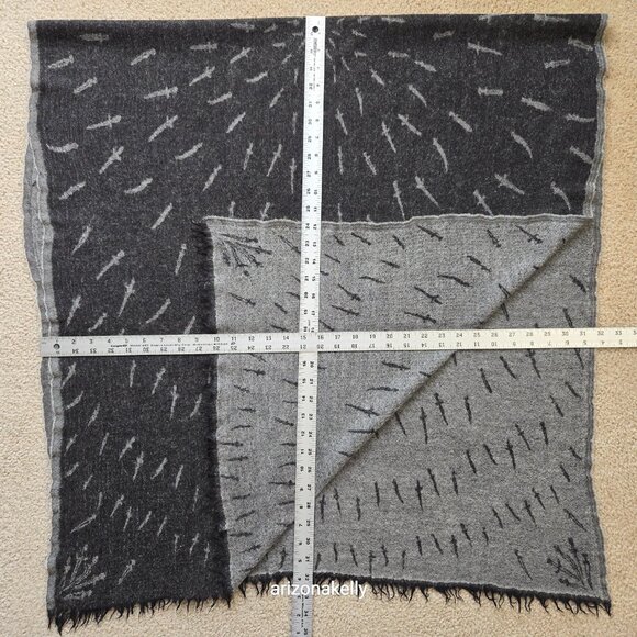 rag & bone Wool Dagger Scarf Reversible Black and Grey - Picture 4 of 13